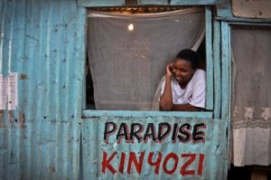 Business woman on phone. Kibera, 17/04/11.