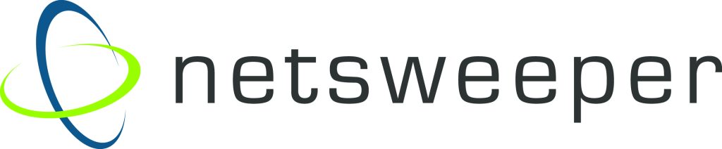 The Netsweeper logo features a blue and green swoosh forming an abstract oval shape to the left of the word "netsweeper," which is written in a modern, lowercase, dark gray font on a white background.