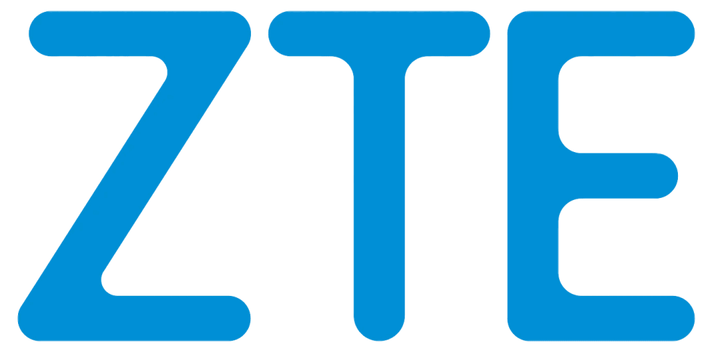 The image shows the logo of ZTE, featuring the bold, uppercase letters "ZTE" in a bright blue color, with a modern, rounded sans-serif font on a light background.