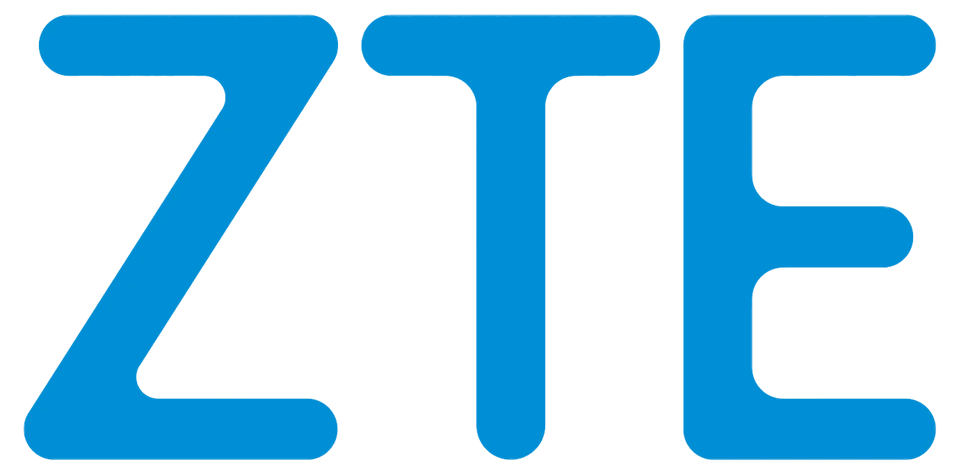 The image shows the logo of ZTE, featuring the bold, uppercase letters "ZTE" in a bright blue color, with a modern, rounded sans-serif font on a light background.