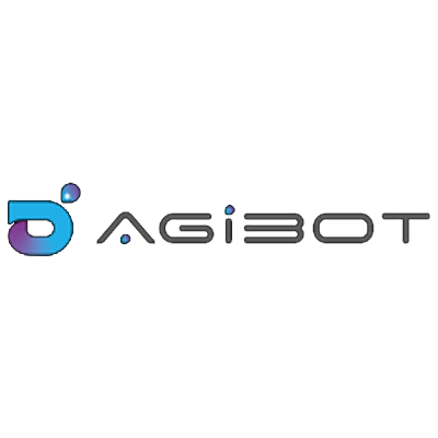 Logo for "AGIBOT" with stylized blue and purple "A" and modern gray text on a white background.