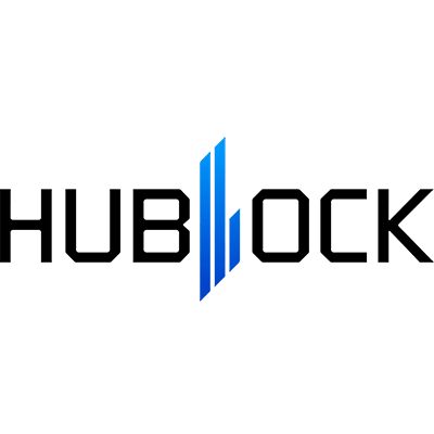 Hublock logo with the letter 'L' stylized as three vertical blue bars.