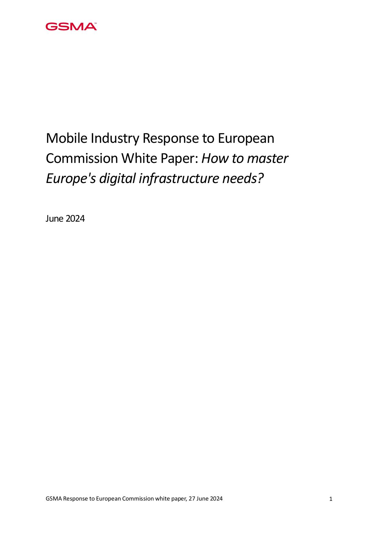 The GSMA responds to the European Commission White Paper ‘How to Master Europe’s Digital Infrastructure Needs?’ image