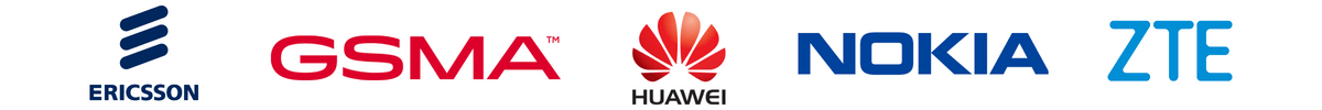 Logos de Ericsson, GSMA, Huawei, Nokia y ZTE