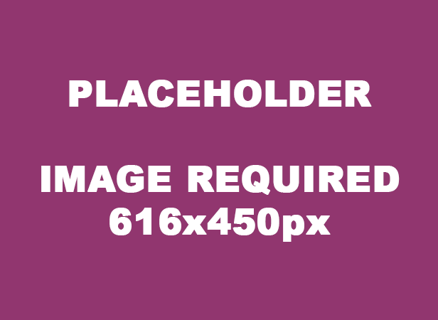 Placeholder image with a purple background. The text on the image reads "PLACEHOLDER" at the top and "IMAGE REQUIRED 616x450px" in the center, all in white capital letters.