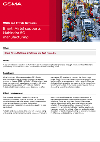 A case study on how Bharti Airtel siupports Mahindra 5G manufacturing