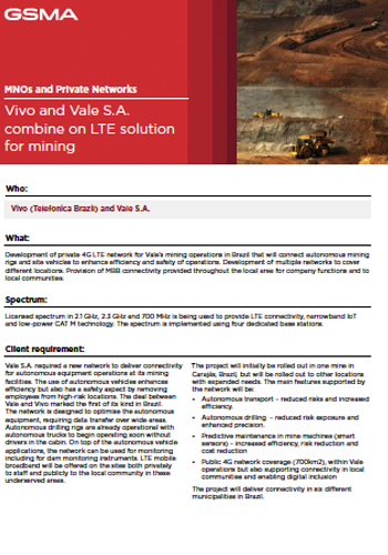 Case study on how Vivo and Vale S.A. combine on an LTE solution for mining.