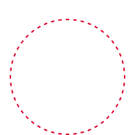 Black outlined square with a red dashed circle inside it. The circle touches the midpoint of each side of the square, illustrating the concept of an incircle—a circle inscribed perfectly within a square. The background is white.