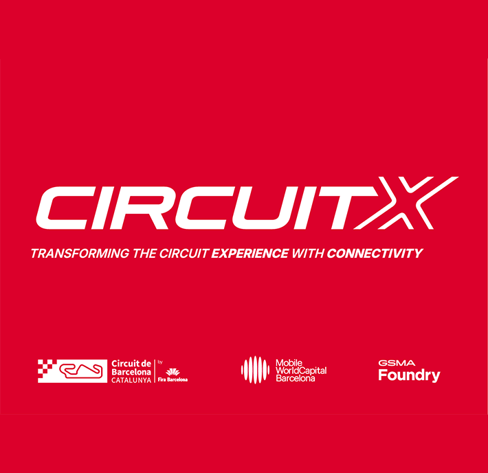White "CircuitX" logo and partner logos on a red background, featuring a slogan about connectivity.