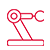 Red outline of a robotic arm on a white background. The arm is extended horizontally from a base, bent at a joint, ending in a circular claw or gripper, resembling industrial machinery or automation technology—symbolizing advancements in Connected Health and innovation.