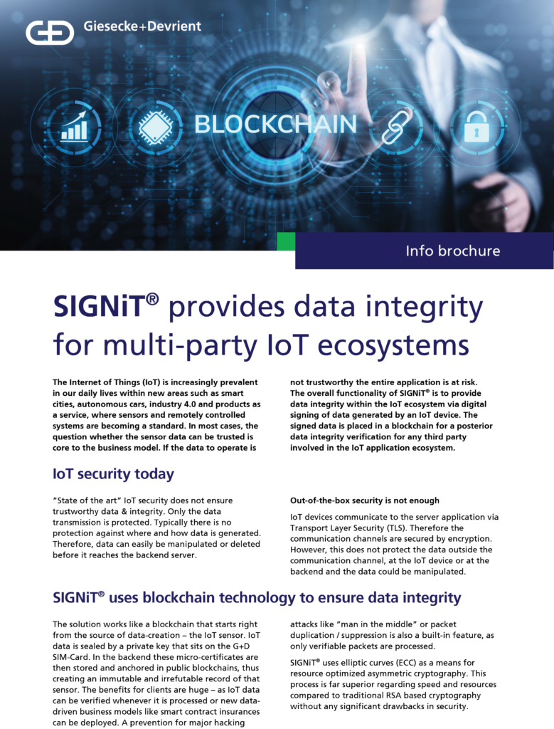 G+D’s SIGNiT provides data integrity for multi-party IoT ecosystems image