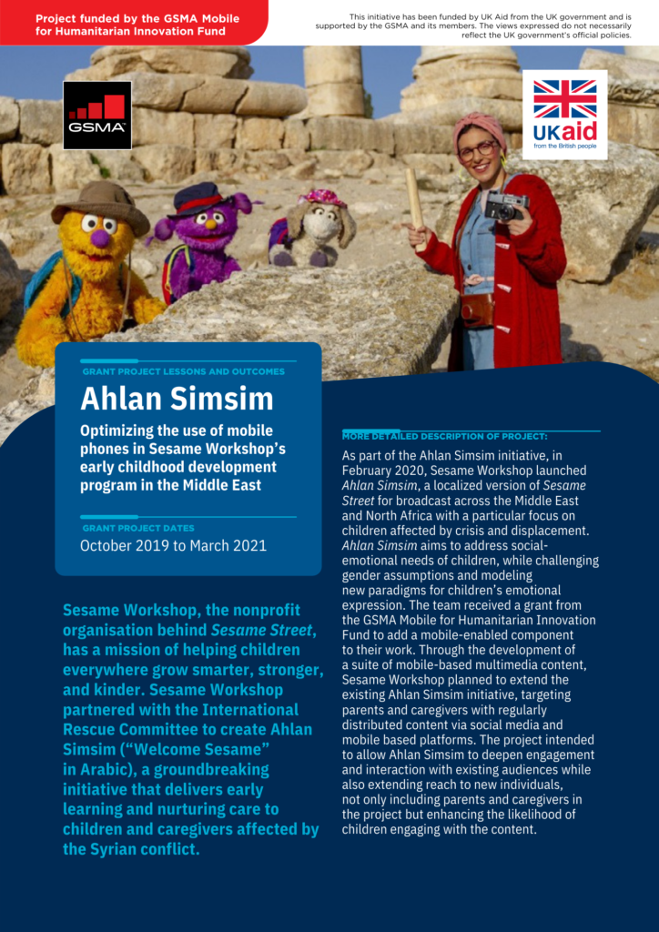 M4H Innovation Fund lessons and outcomes: Sesame Workshop’s Ahlan Simsim image