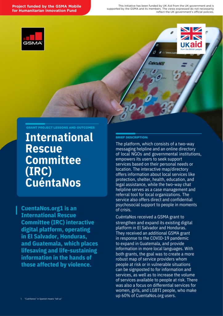 M4H Innovation Fund lessons and outcomes: International Rescue Committee’s (IRC) CuéntaNos.org image