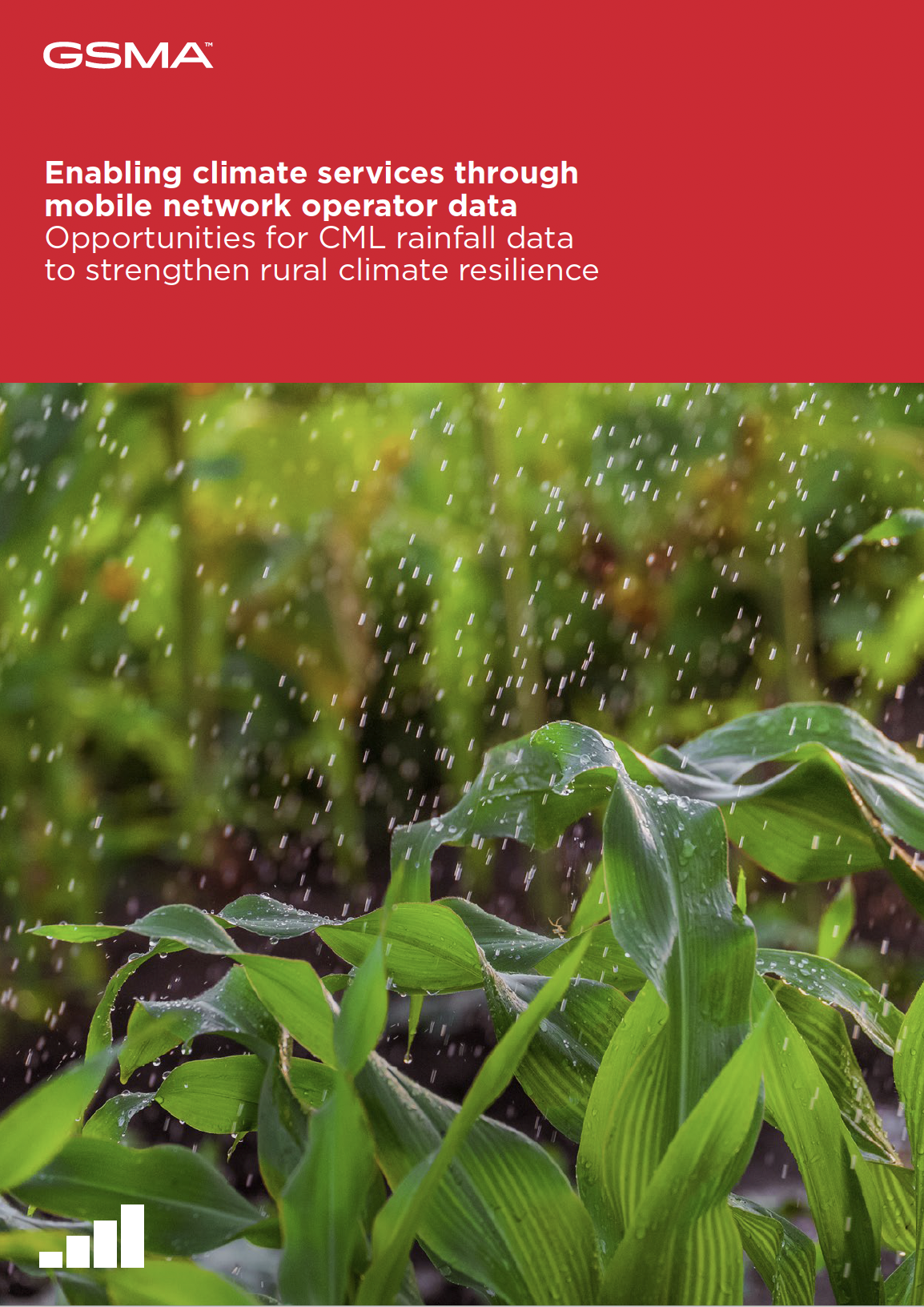 Image of report cover, showing rainfall on crops