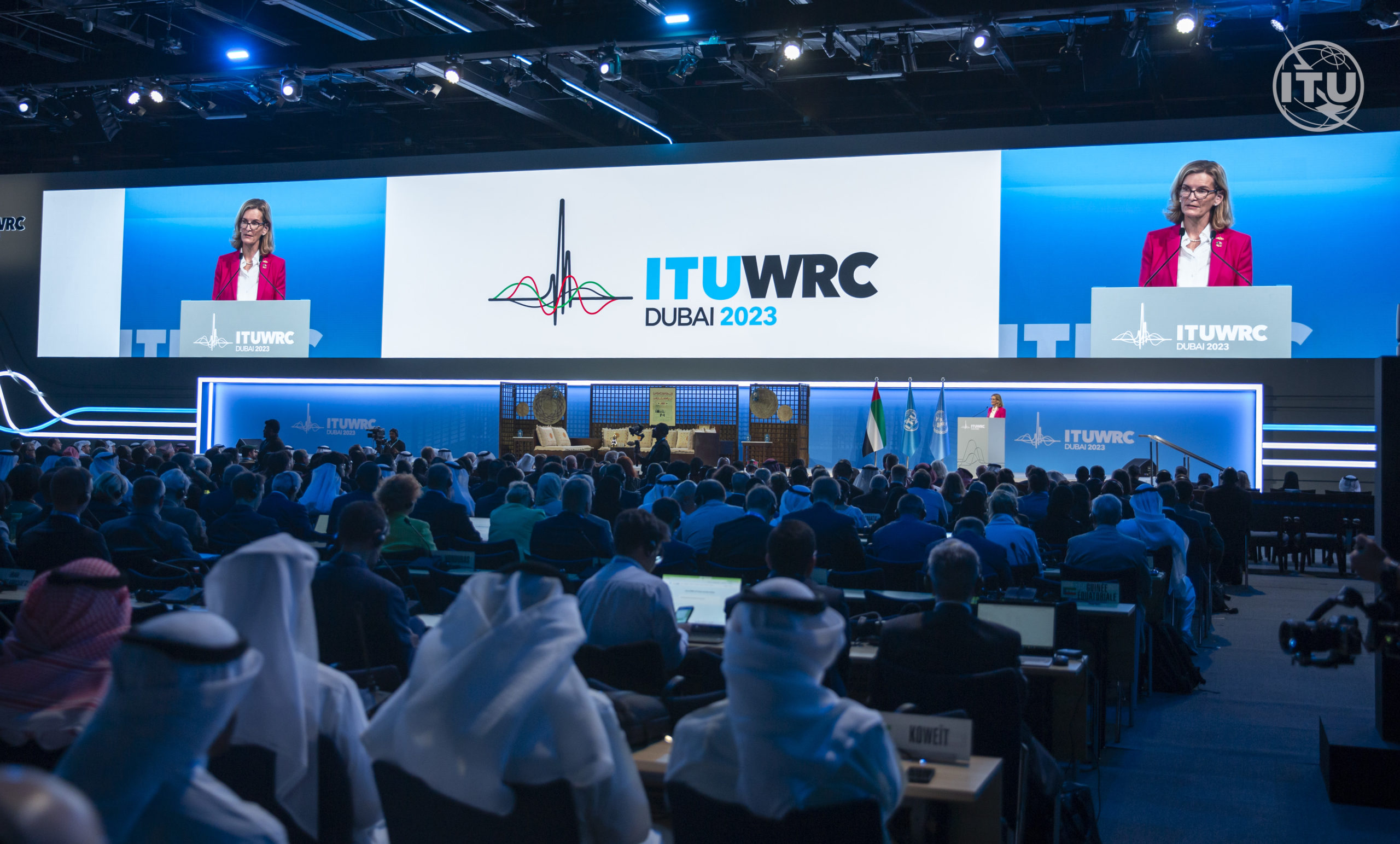 Secretary General of ITU on stage at WRC in Dubai