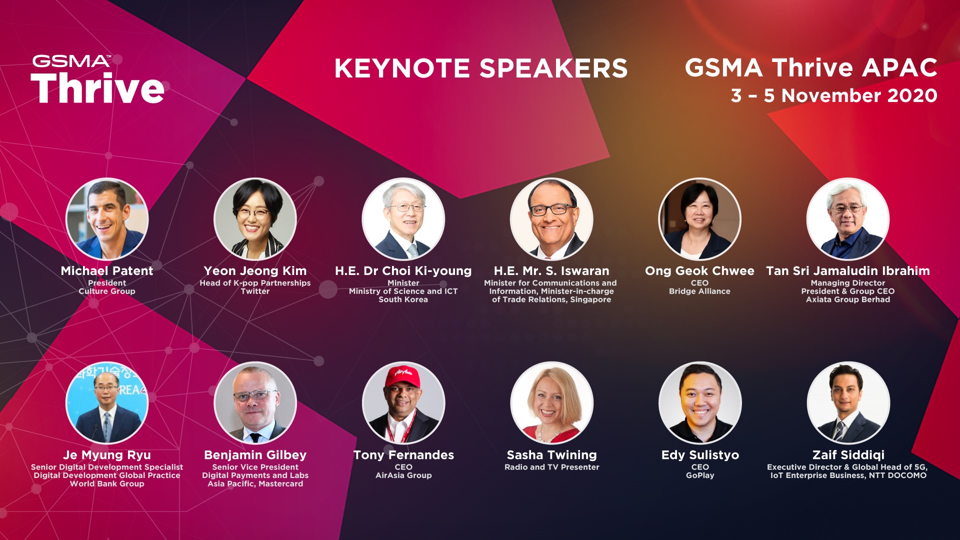 GSMA Thrive APAC Keynote Speakers