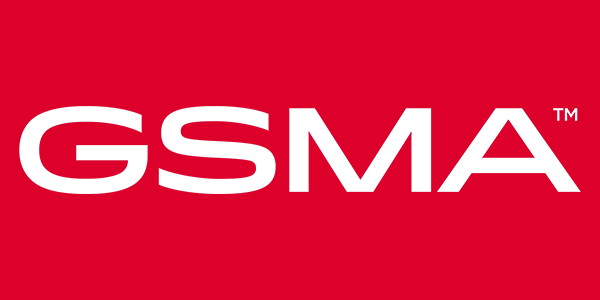 White "GSMA" text logo on a red background.