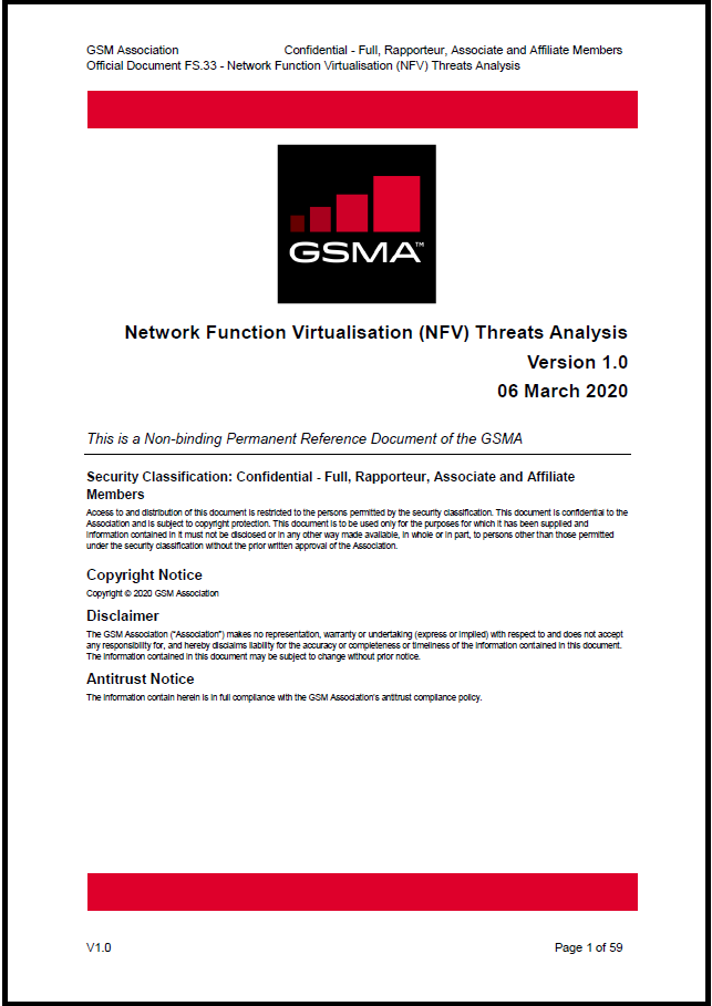 FS.33 Network Function Virtualisation (NFV) Threats Analysis image