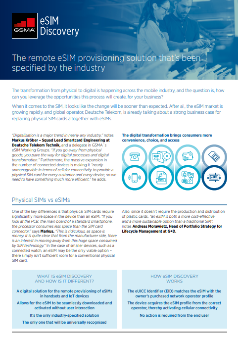 GSMA eSIM Discovery – the remote eSIM provisioning solution that’s been specified by the industry image