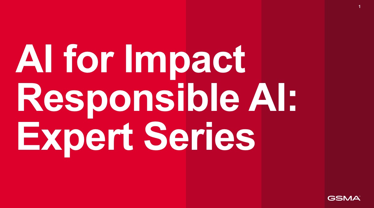 Red background with AI for Impact Responsible AI: Expert Series