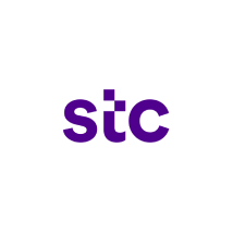 The image shows a purple logo with the letters "stc" in lowercase against a white circular background. The "c" character has a small purple square at its top right corner.
