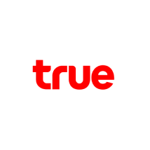 A logo with the word "true" written in bold, lowercase red letters centered within a white circle. The background is also white.