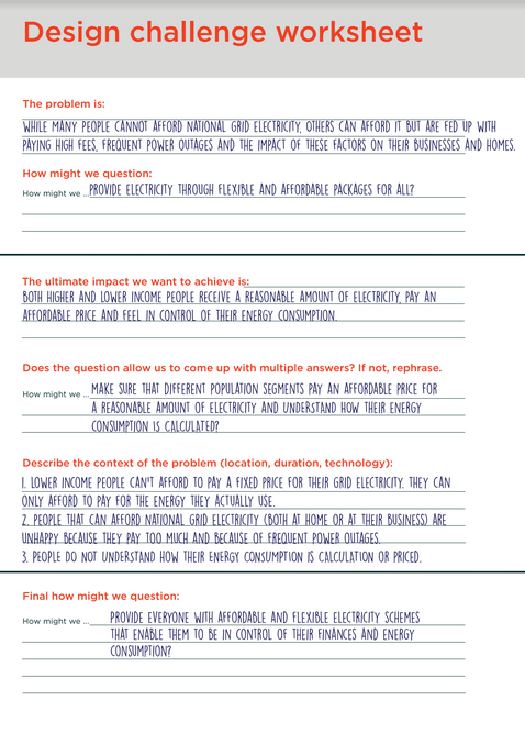 Design challenge worksheet