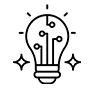 Line drawing of a lightbulb with stars around it, symbolizing brightness or a new idea, featured in the Annual Report.