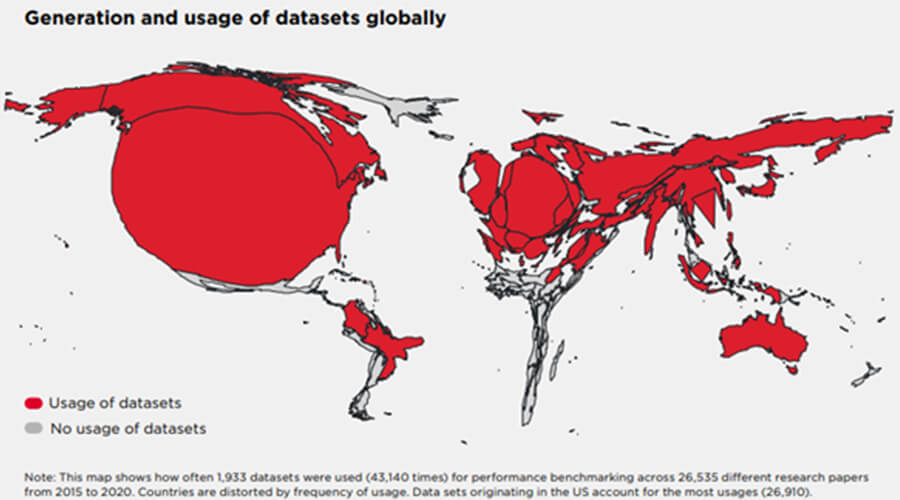 Map showing the usage of dataset globally.