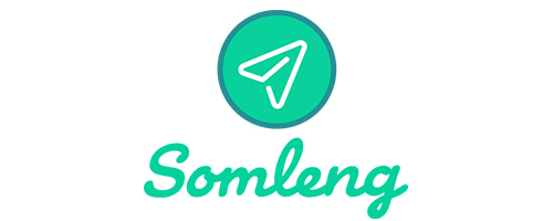 Logo featuring a stylized paper airplane inside a green circle, symbolizing communication. Below, the word "Somleng" is written in a cursive, teal font. The design suggests themes of connectivity and messaging.