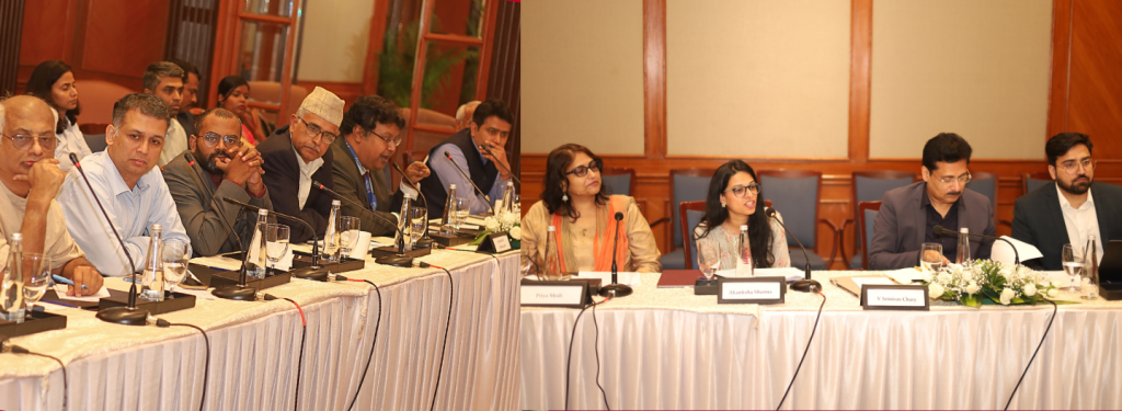 Two images showing participants speaking at the GSMA the Digital Urban Utilities Forum (DUUF) hosted in India, Bengaluru. The image on the right shows the Head of GSMA ClimateTech and Digital Utilities addressing the participants.