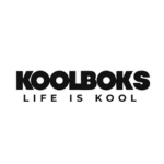 The image shows the KOOLBOKS logo in bold black letters. Below the logo, the slogan "LIFE IS KOOL" appears in smaller black uppercase letters, all set against a plain white background.