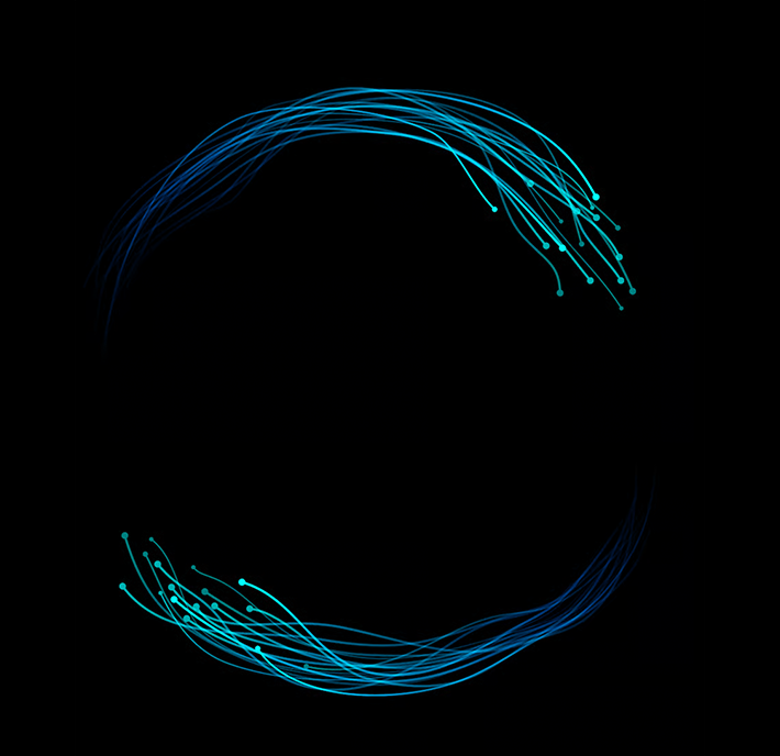 A blue circle formed by lines, capturing the dynamic flow of EmergingTech.