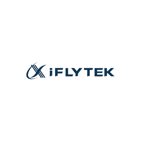 IFLYTEK logo with stylized "i" and "F" icon to the left of the company name in blue text on a white background.