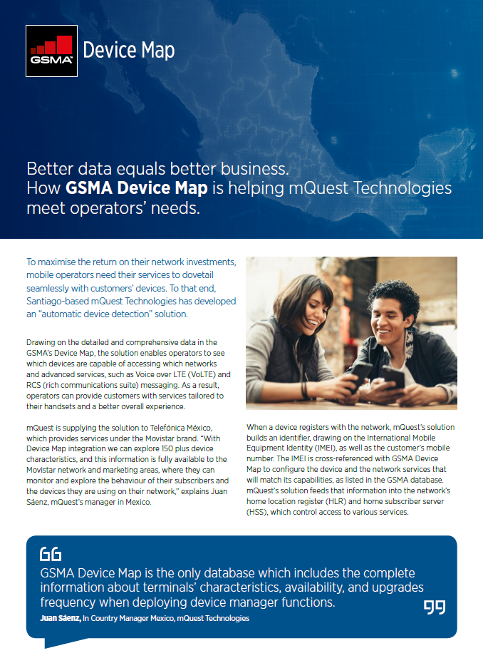 How GSMA Device Map is helping mQuest Technologies meet operators’ needs. image