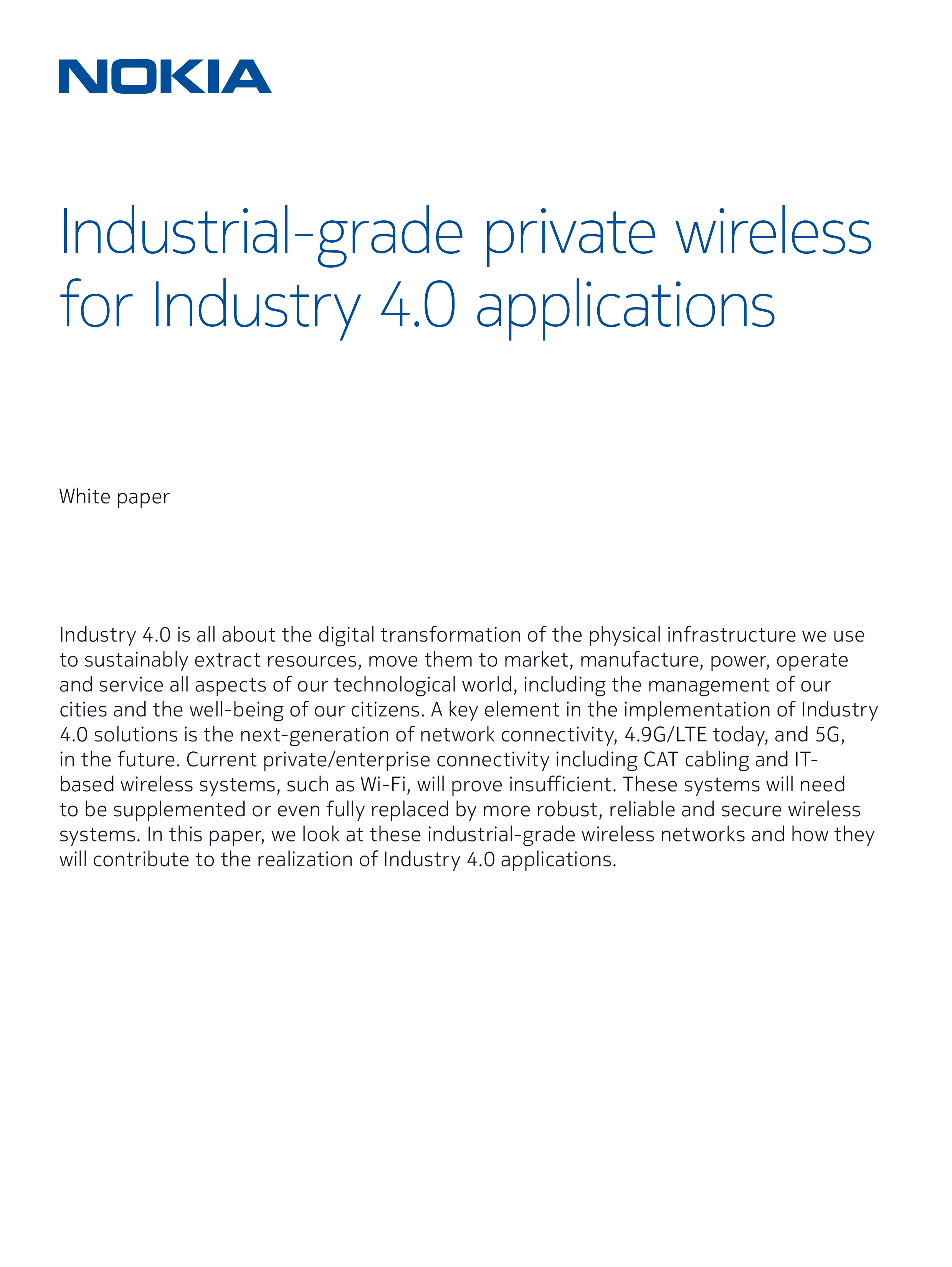 Whitepaper: Industrial-grade private wireless for Industry 4.0 applications image
