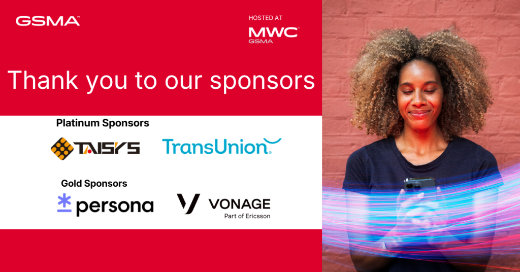 Thank you to our sponsors: TAYSYS, TransUnion, persona, and Vonage, with a woman smiling at her phone.