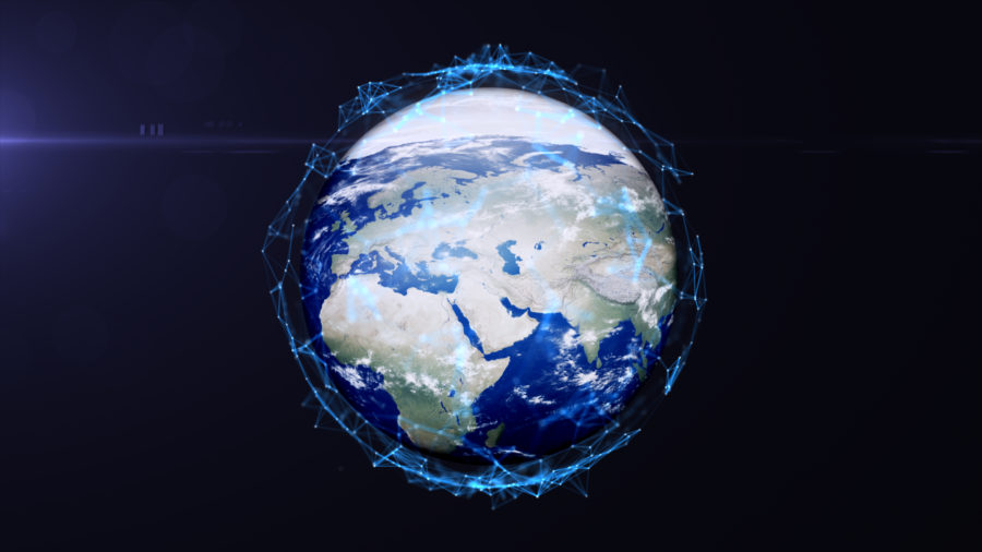 Global Network and Planet Earth.