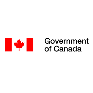 The image shows the Canadian flag—a red maple leaf between two red bars—beside the words “Government of Canada” in bold black letters on a light grey background, often seen in official communications warning about online threats such as phishing, vishing and smishing.