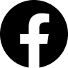 Black Facebook logo: A bold, lowercase white "f" centred in a solid black circle on a white background. The design is simple and flat, commonly recognised as the Facebook social media platform icon.