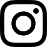 Black and white Instagram logo featuring a rounded square outline with a circle in the centre and a small solid circle in the upper right corner, all on a plain white background.