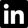 Black square with the white lowercase letters "in" in the centre; the "i" has a circular dot. This is the LinkedIn logo, representing the professional networking platform. The design is minimalist and iconic.